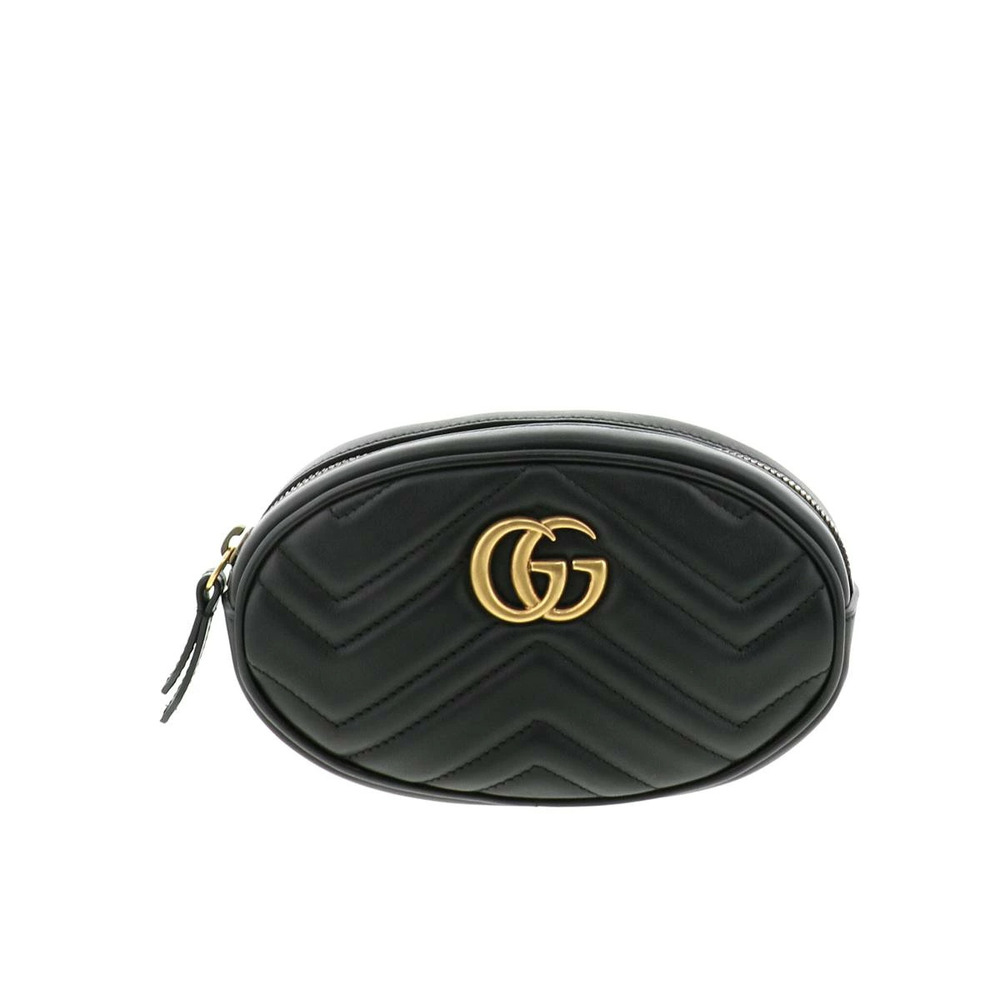 GUCCI GG Marmont Quilted Leather Belt Bag Body Black